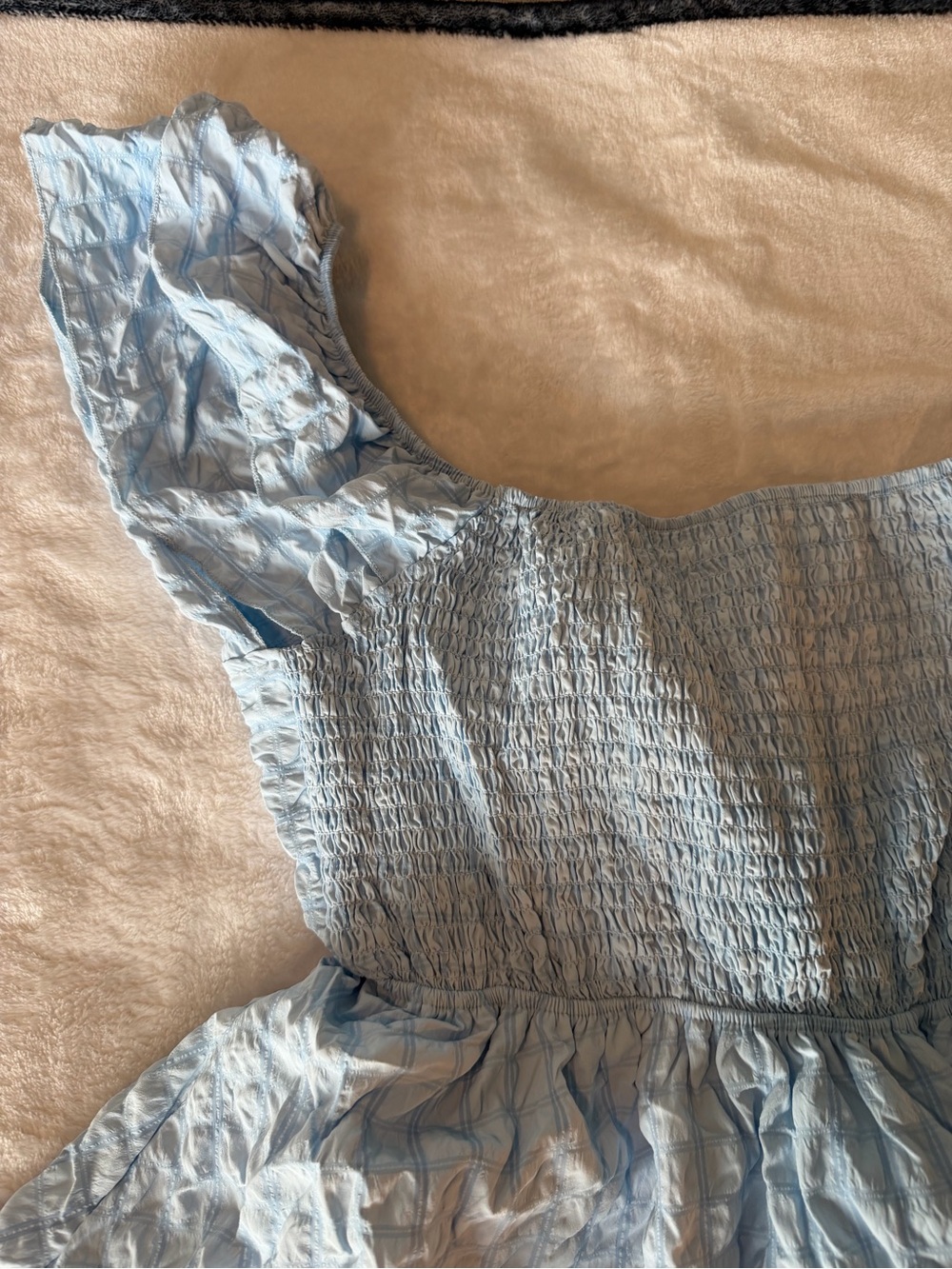 Simply Southern Light Blue Crinkle Ruffled Smocked Dress - Picture 6 of 14